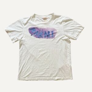 Size 50/L - Marni Men's Water Color Logo White T-Shirt